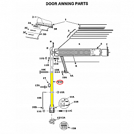 Satin Door Awning Arm Rear - 731403R
