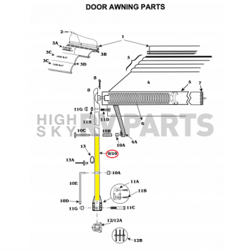 Satin Door Awning Arm Rear - 731403R
