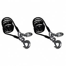 Blue Ox Trailer Safety Cable 10000 Lbs 7' Length Plastic Coated Steel S-Hook - Set of 2