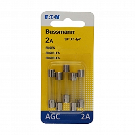 Bussman Fuse AGC Glass Tube 2 Amp Pack of 5 