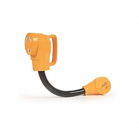 Camco Power Grip RV Power Cord Adapter, 15 Amp Male To 30 Amp Female - 55165 