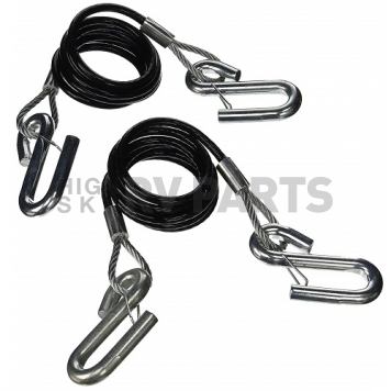 Demco RV Trailer Safety Cable 86'' Coiled With Hooks 7000 LB - Set Of 2