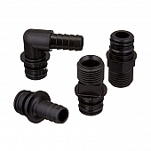 Flojet Fresh Water Straight Adapter Fitting 1/2 inch x 1/2 inch Set Of 4 Plastic - 20381001