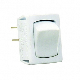 JR Products Mini On/ Off Rocker Switch, 2 Terminals, SPST, White 13645 