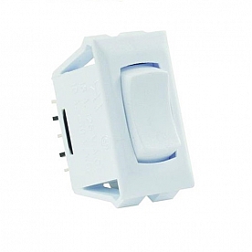 JR Products Mom-On / Off / Mom-On Rocker Switch, White - SPDT, 1/pkg