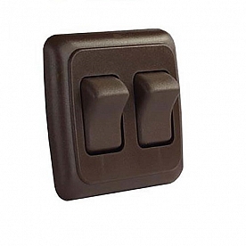 JR Products Multi Purpose Double On/Off Rocker Switch SPST - Brown With Bezel