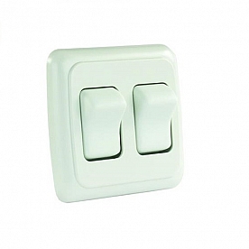 JR Products Multi Purpose Double On/Off Rocker Switch SPST - White With Bezel