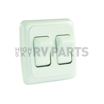 JR Products Multi Purpose Double On/Off Rocker Switch SPST - White With Bezel