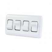 JR Products Multi Purpose Quad On/ Off Rocker Switch, 2 Terminals, SPST, White