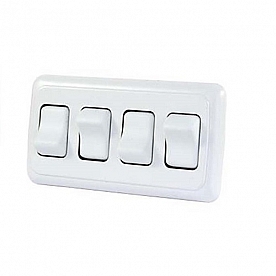 JR Products Multi Purpose Quad On/ Off Rocker Switch, 2 Terminals, SPST, White