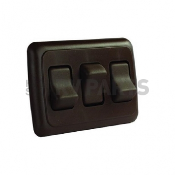 JR Products Multi Purpose Triple On/Off Rocker Switch SPST - Brown With Bezel