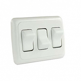 JR Products Multi Purpose Triple On/Off Rocker Switch SPST - White With Bezel