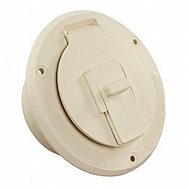 RV Designer Low Profile Round Electrical Hatch, Polar White, Access Door