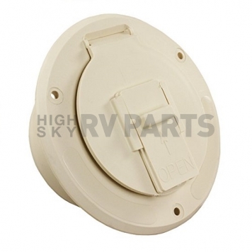 RV Designer Low Profile Round Electrical Hatch, Polar White, Access Door