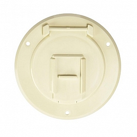 RV Designer Round Electrical Hatch, Colonial White, Non Lockable