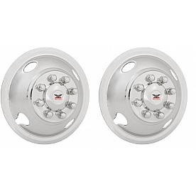 Phoenix USA Wheel Simulator Stainless Steel Front For 16 inch Diameter 8 Lug Dual Wheels Set Of 2 - GQ64F