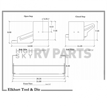 Elkhart Tool and Die Single Manual Folding Entry Step 20 inch with 7-1/4''Drop-3