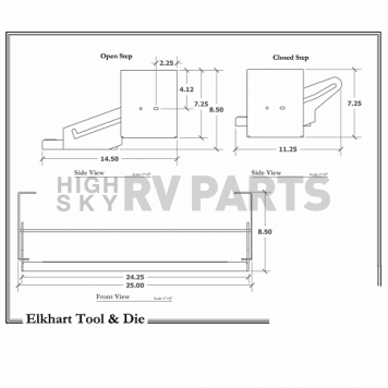 Elkhart Tool and Die Single Manual Folding Entry Step 24 inch with 7-1/4'' Drop-2