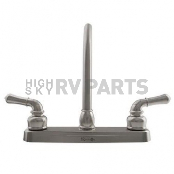 RV Kitchen Faucet 10'' Hi-Rise Classical Spout, 2 Handle, Silver-2