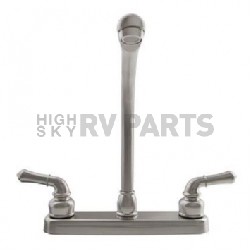 RV Kitchen Faucet 10'' Hi-Rise Classical Spout, 2 Handle, Silver-3
