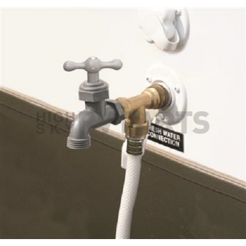 Camco Fresh Water Connector With Brass Faucet - 22463-3