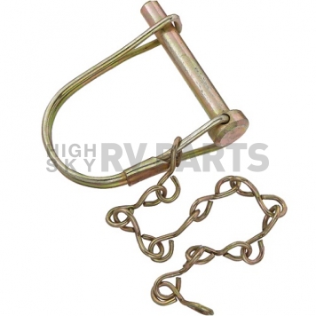 RV Designer Trailer Coupler Safety Pin Clip 1/4 inch Diameter x 1-3/8 inch With Chain H420 -1