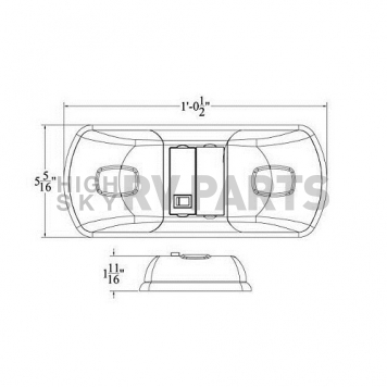 AP Products Interior RV Double Ceiling Light Clear LED - with Switch - 016-BL3003-7