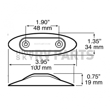 Peterson Mfg. Side Marker LED Light Mini Clearance Oval - wirh Amber Lens - V168XA-3