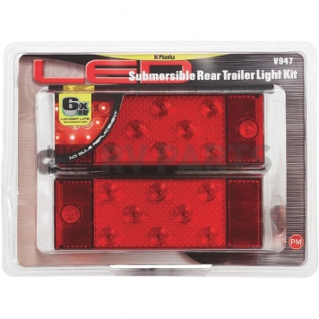 Peterson Mfg. Trailer Rear Lighting/ Reflectors/ Tail Light LED Rectangular Red with License Bracket-4