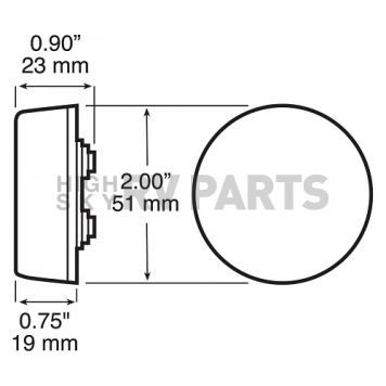 Side Marker Light Round with 3 LED Red Lens - V162KR-6