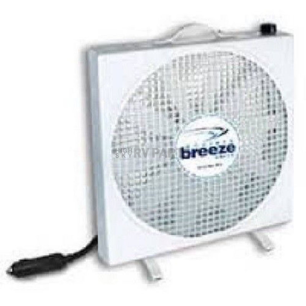 Powerful 12 Volt portable fan designed to move a large volume of air. 