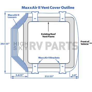 Maxxair II Roof Vent Cover Vented On Three Sides Polyethylene Smoke - 00-933073-1