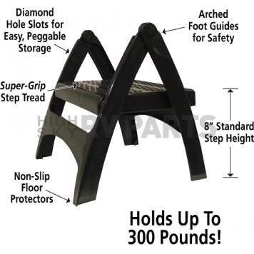 Adams Quik-Fold One Step Stool Foldable 13 inch Height - Black - 8530-02-3731-5
