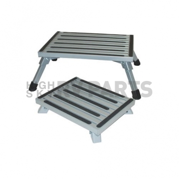 Aluminum Step Stool with Adjustable Leg 14 Inch x 11 Inch - Silver-9