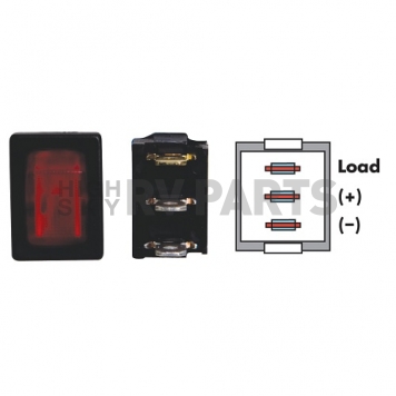 Diamond Group Mini Illuminated Switch On/Off SPST Black /Red - DG623VP-1