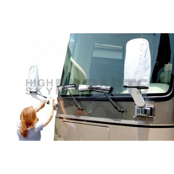 Adco Class A Bus Mirror And Wiper Blade Cover Set - White With Black Trim Fabric  2478