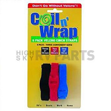 AP Products One-Wrap Buckle Straps Black red blue Velcro Multi pupose - Set of 6 - 006-7