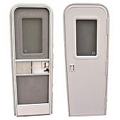 RV Entry Door - Radius Corners White - Right Side Hinges - 30 inch x 72 inch