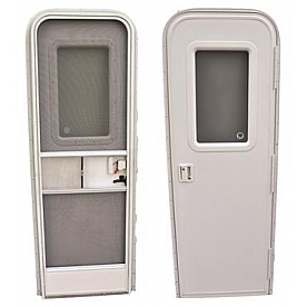 RV Entry Door - Radius Corners White - Right Side Hinges - 24 inch x 72 inch 