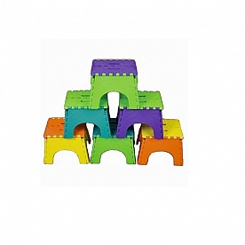 B&R Plastics E-Z FOLDZ Step Stool - 9 inch Two-Tone Assorted Color - Set of 6 - 101-6TT