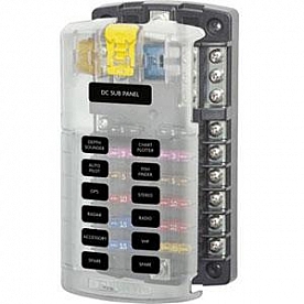 Blue Sea ST Blade Fuse Block - 12 Circuits with Negative Bus and Cover