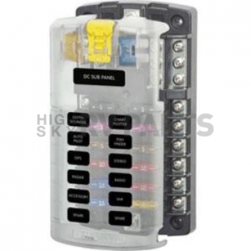 Blue Sea ST Blade Fuse Block - 12 Circuits with Negative Bus and Cover