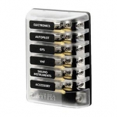 Blue Sea ST Glass 6 Circuit Fuse Block with Negative Bus and Cover