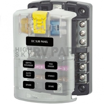 Blue Sea ST Blade Fuse Block - 6 Circuits with Negative Bus and Cover