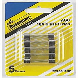 Bussman Fuse AGC Glass Tube 10 Amp Pack of 5 