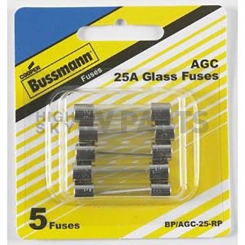 Bussman Fuse AGC Glass Tube 25 Amp Pack of 5 