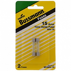 Bussman Fuse MDL Glass Tube 15 Amp Pack Of 2 