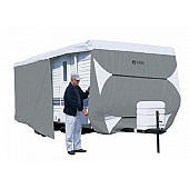 Classic Accessories PolyPRO3 RV Cover 27 to 30 Feet Travel Trailer - Gray with White Top Polypropylene 73563