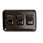 Diamond Group Triple Contour On/Off Switch, SPST, 3 Rocker, Black
