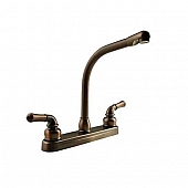 RV Kitchen Faucet 10'' Hi-Rise Classical Spout, 2 Handle, Bronze